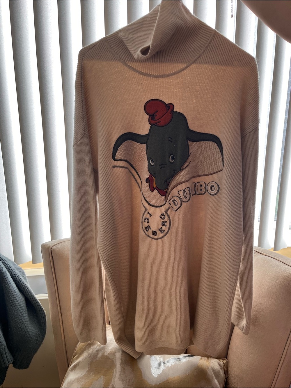 Iceberg Cream Turtleneck Sweater with Dumbo Graphic